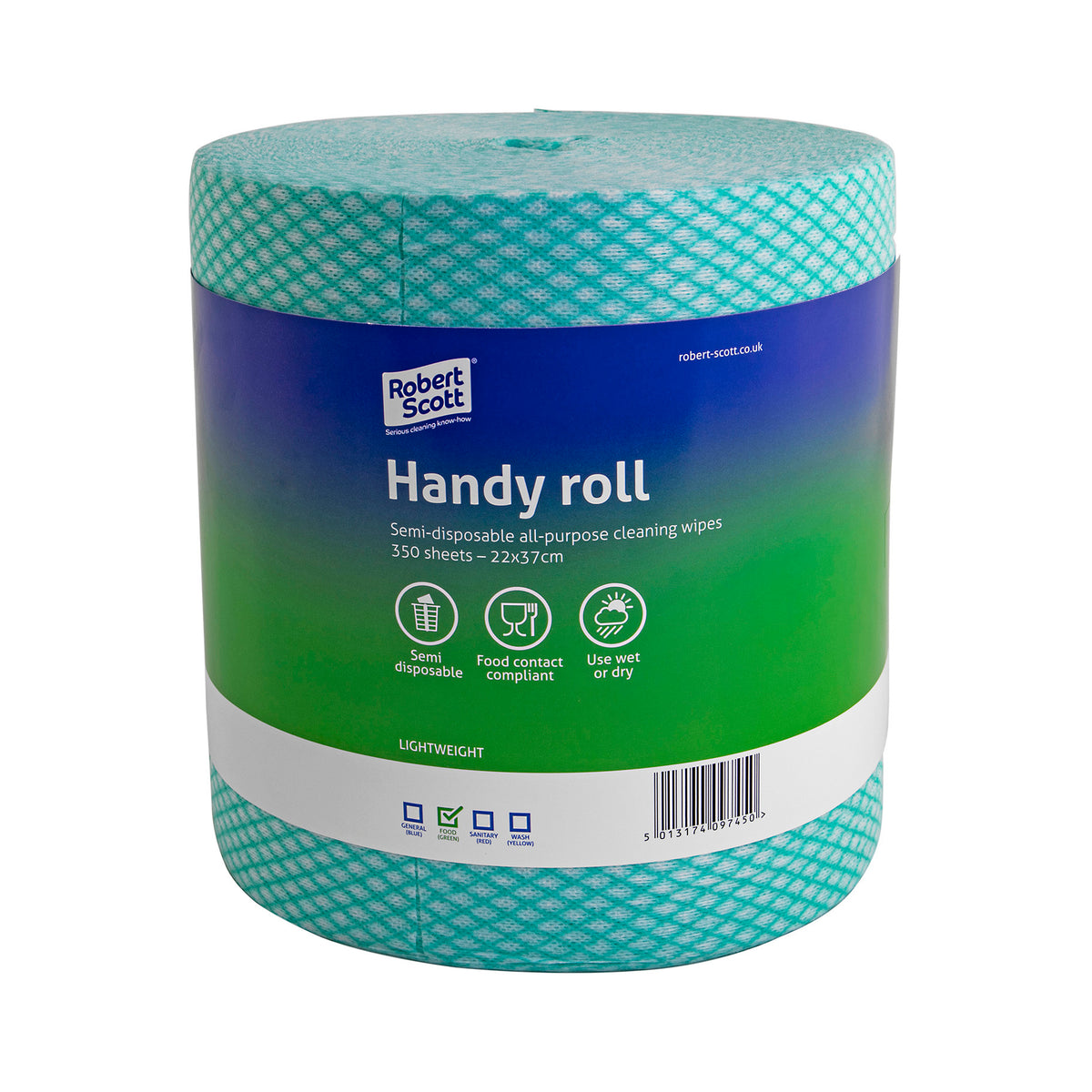 Roll of green Robert Scott Handy roll cleaning wipes