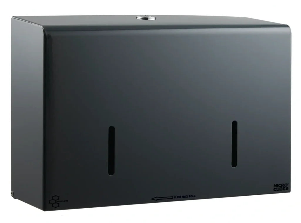 Graphite Microcube Twin 6-inch Toilet Roll Dispenser – Grey