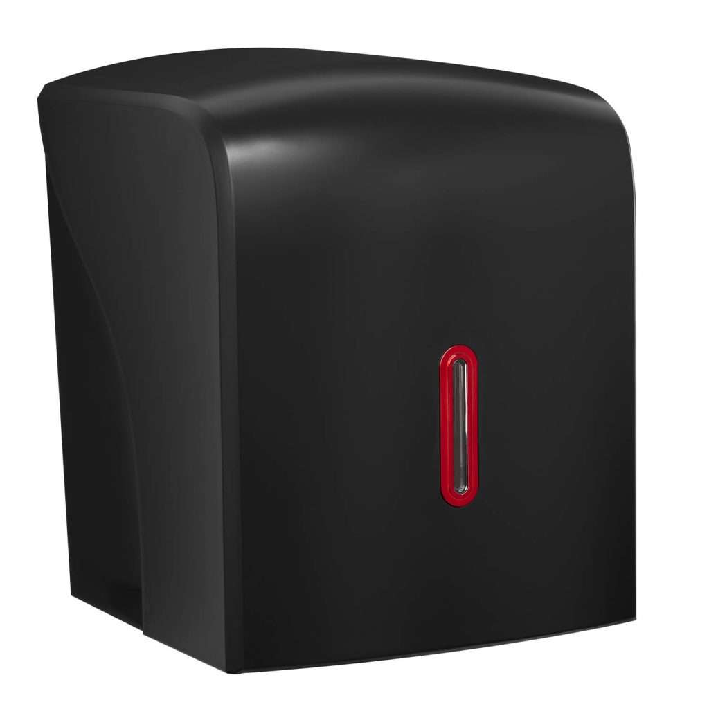 HALO Centrefeed Roll Dispenser ā Black with Ruby Ring