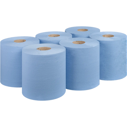 Blue Centrefeed 2ply 375 sheets 150m 6 Rolls