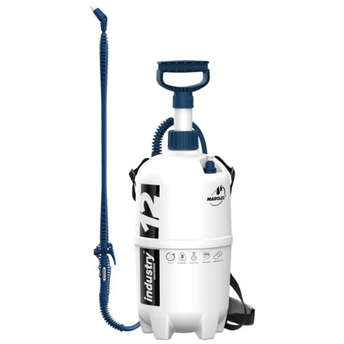 White and blue pressure washer with hose