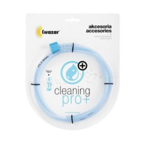 Wazar Cleaning Pro+ accessories kit containing a light blue flexible tube, packaged in a white blister card with Italian text.