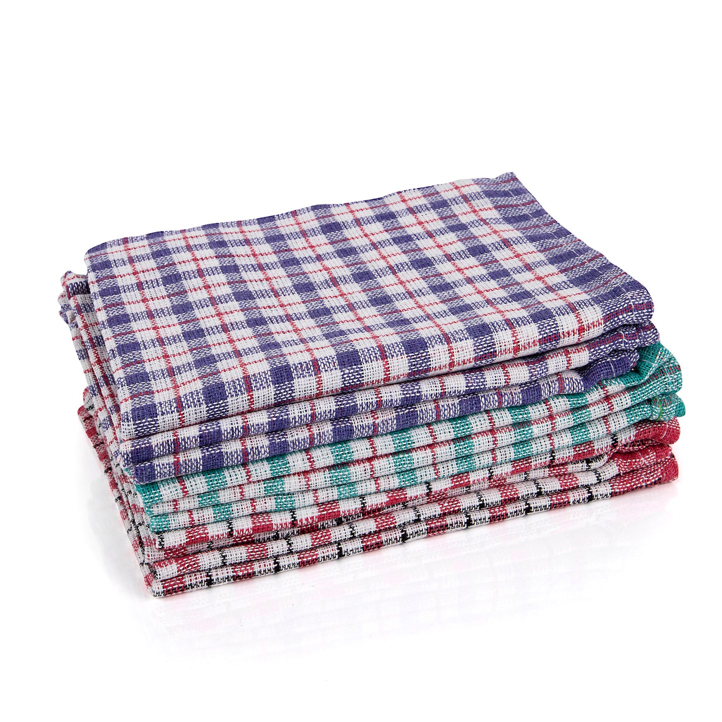 Coloured Check Tea Towel (10 Pack)