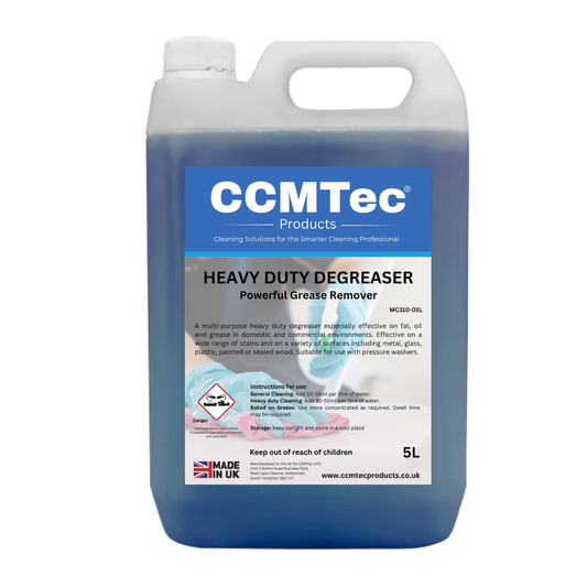 A 5L plastic jug of CCMtec Products Heavy Duty Degreaser,
