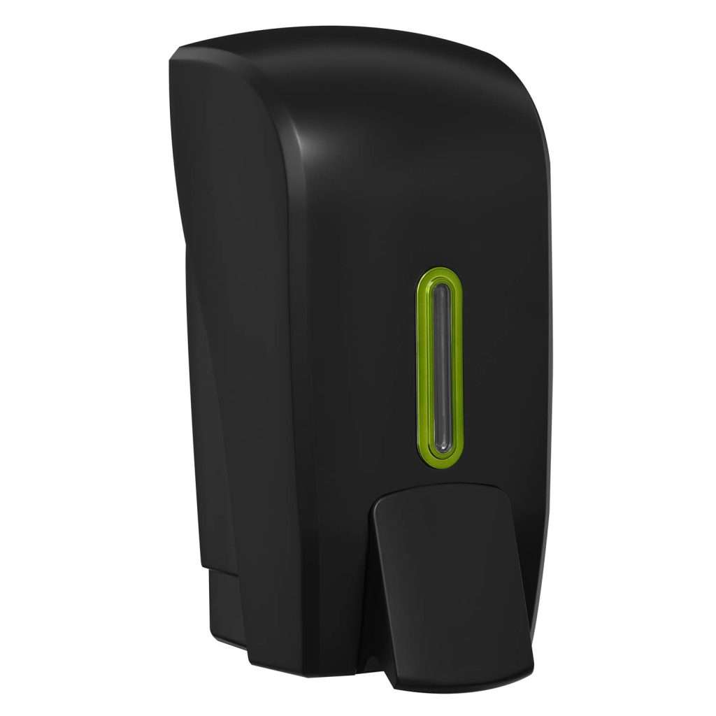 HALO 1L Liquid Soap Dispenser – Black with Emerald Ring
