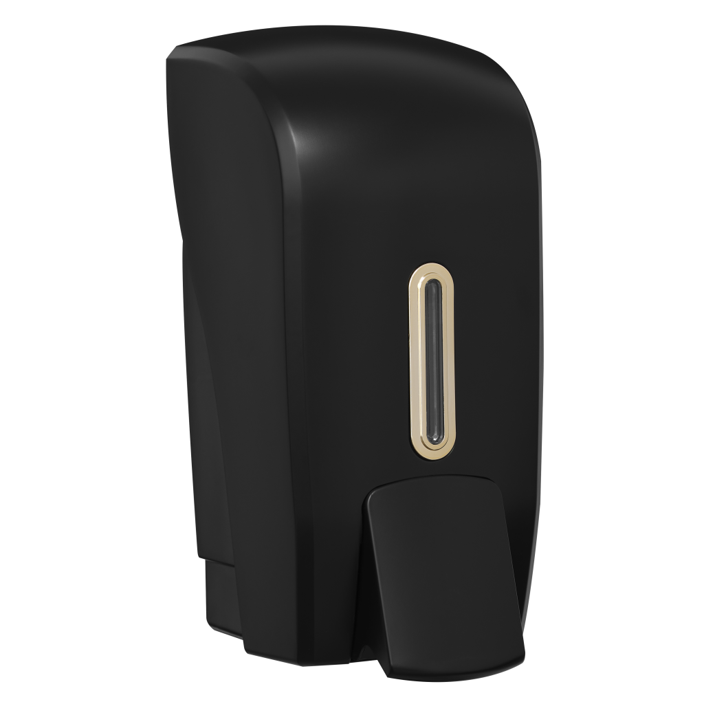 HALO 1L Liquid Soap Dispenser – Black with Gold Ring