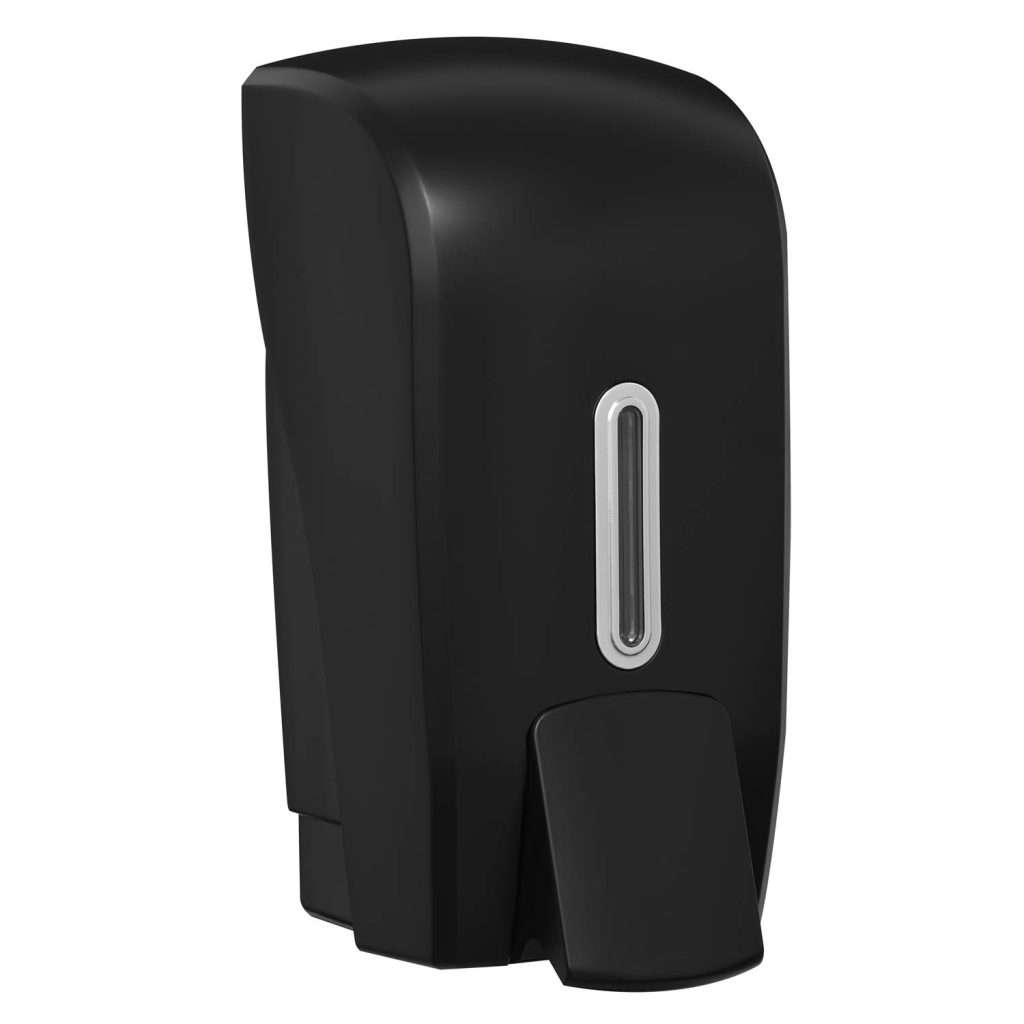 HALO 1L Liquid Soap Dispenser – Black with Silver Ring
