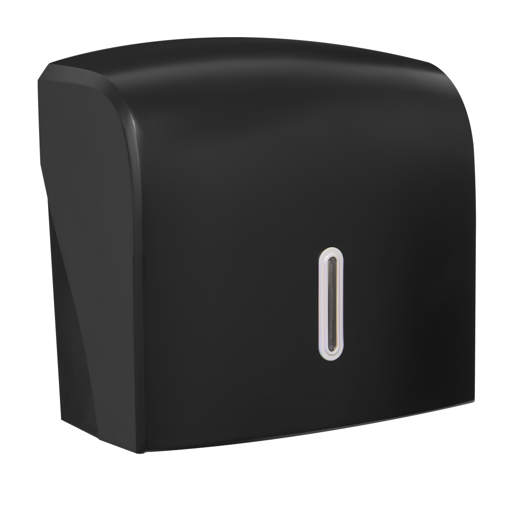 HALO Small Hand Towel Dispenser – Black with Pearl Ring