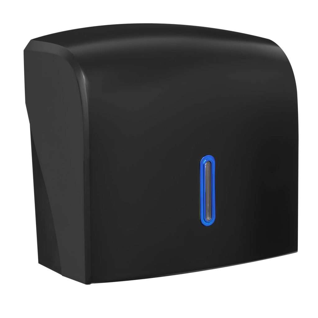 HALO Small Hand Towel Dispenser – Black with Sapphire Ring