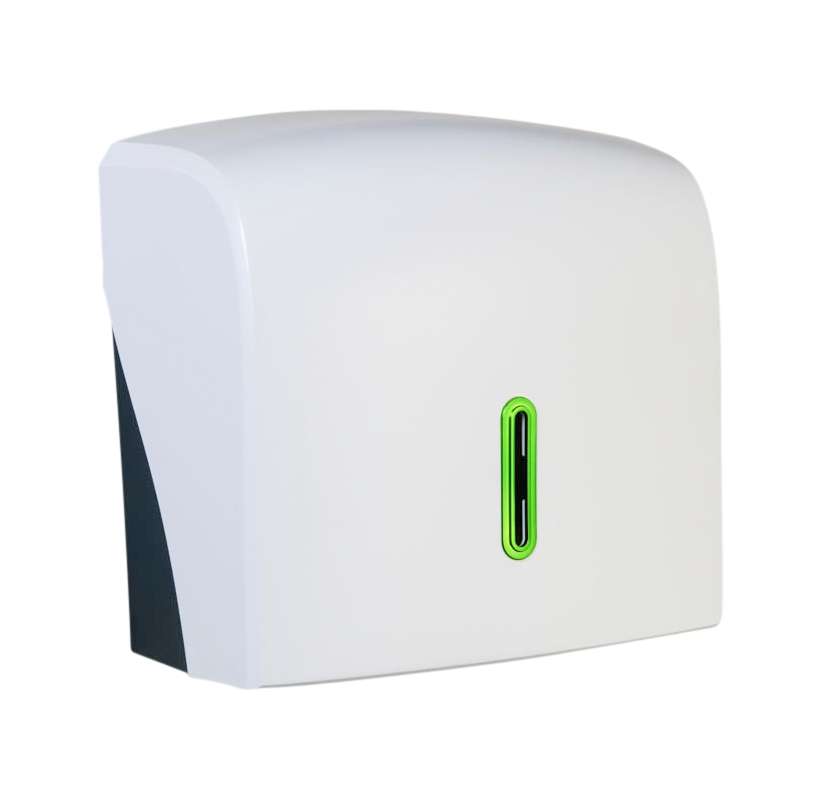 HALO Small Hand Towel Dispenser – White with Emerald Ring