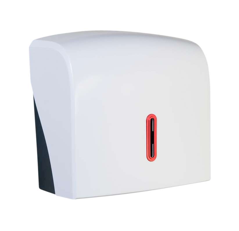 HALO Small Hand Towel Dispenser – White with Ruby Ring