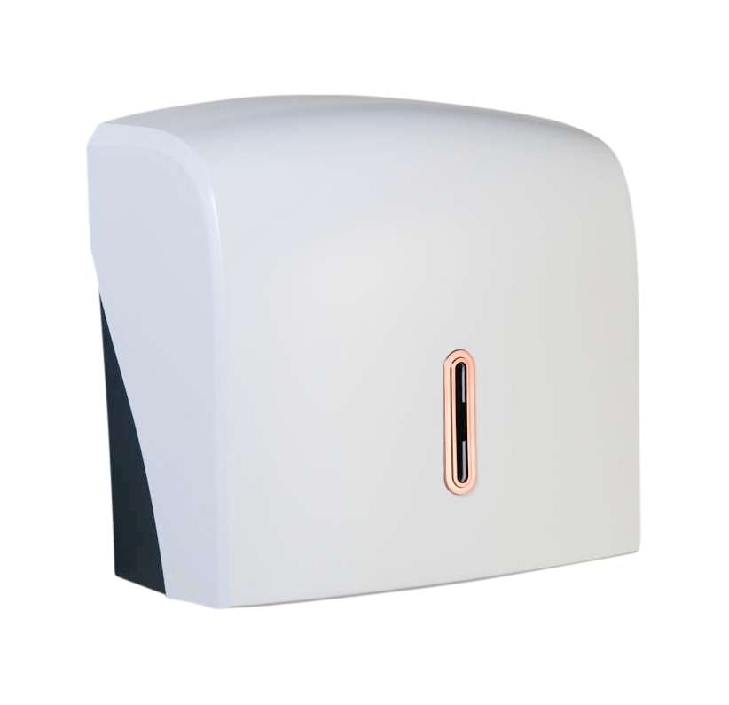 HALO Small Hand Towel Dispenser – White with Rose Gold Ring