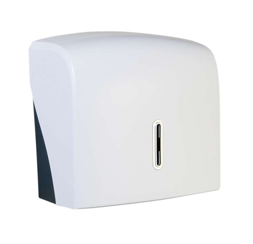 HALO Small Hand Towel Dispenser – White with Silver Ring