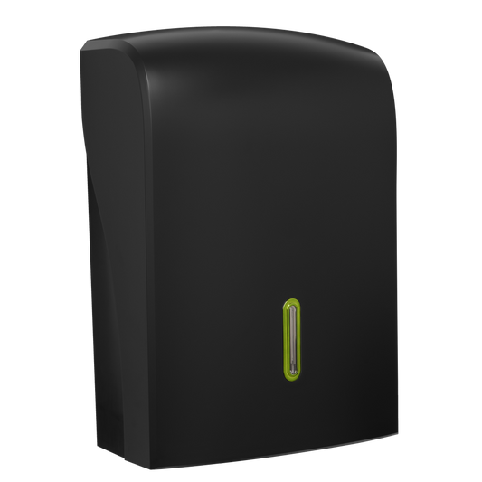HALO Large Hand Towel Dispenser – Black with Emerald Ring