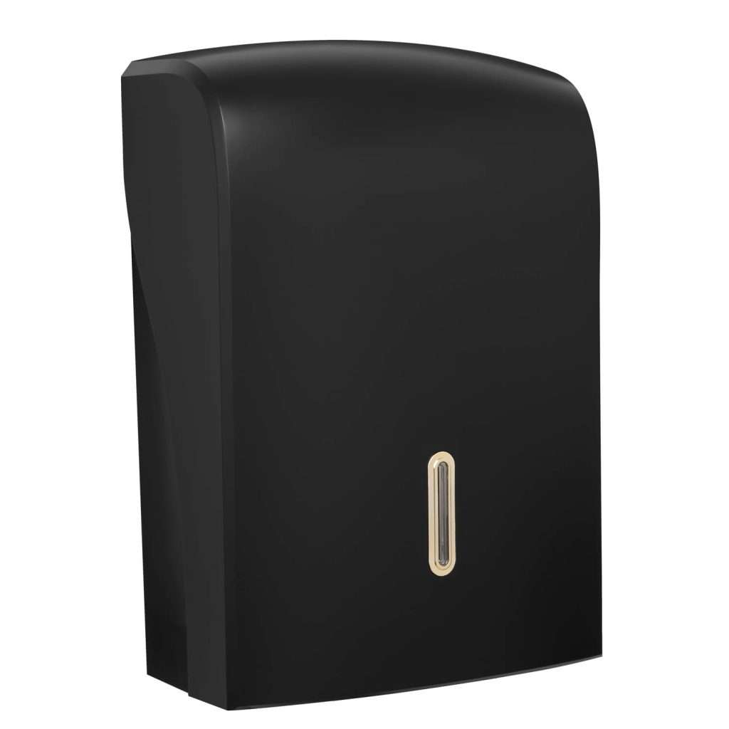 HALO Large Hand Towel Dispenser – Black with Gold Ring
