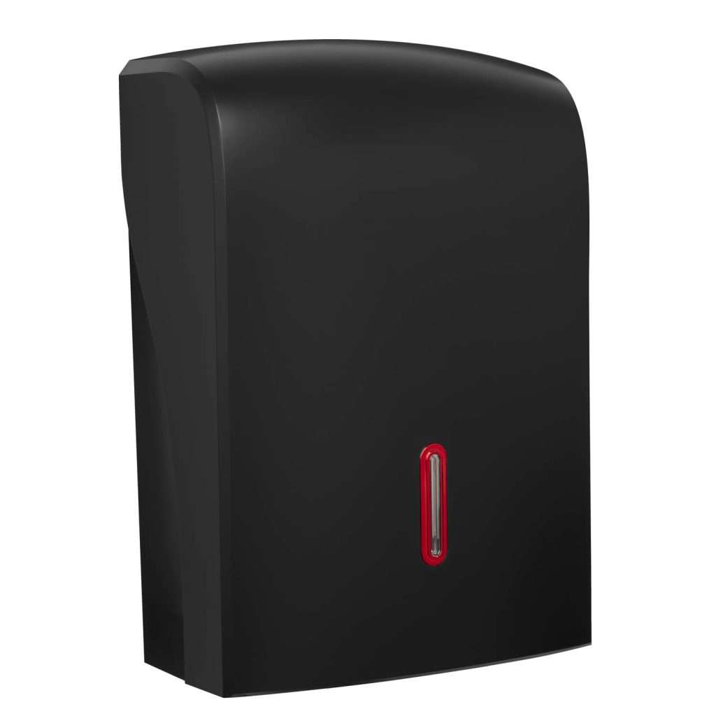 HALO Large Hand Towel Dispenser – Black with Ruby Ring