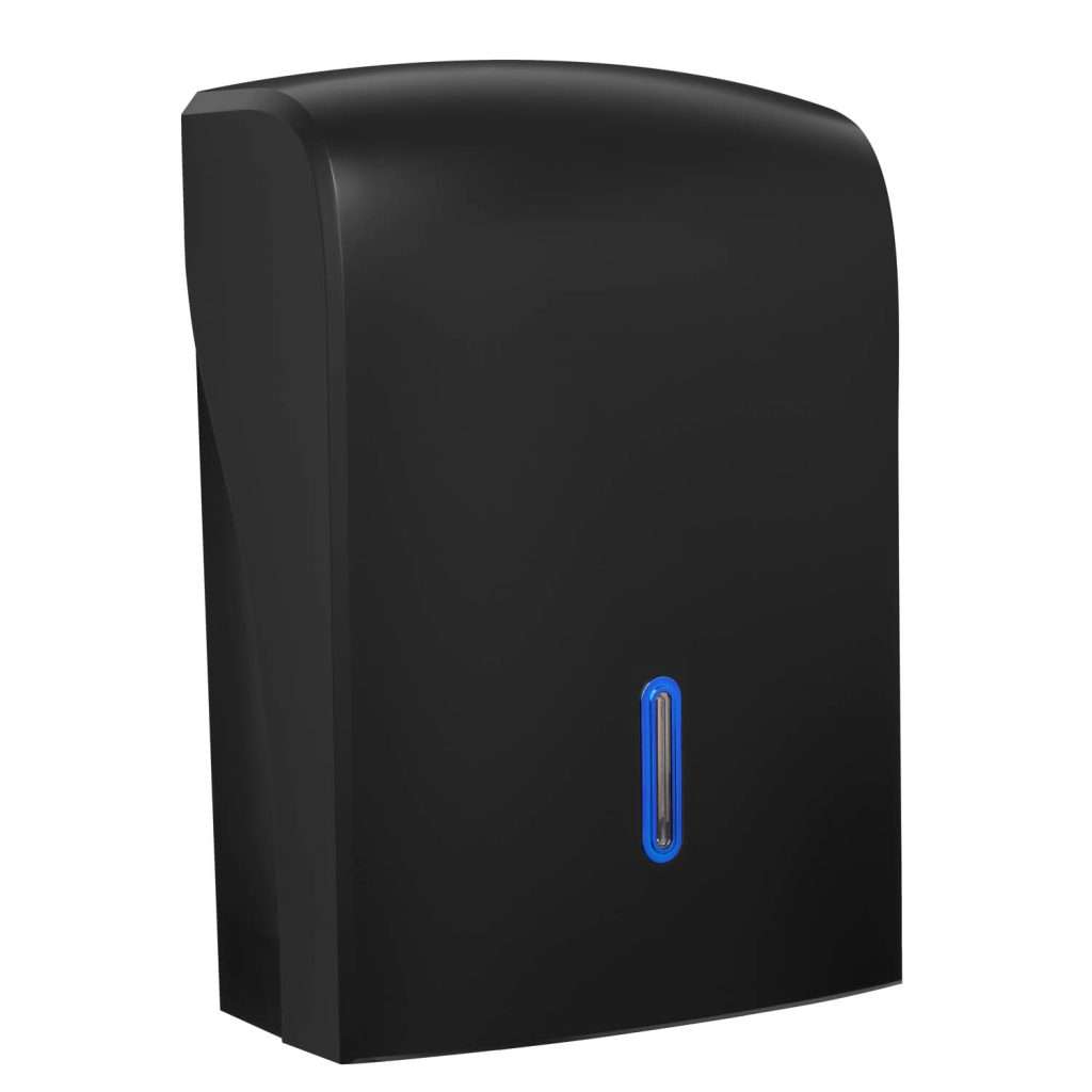 HALO Large Hand Towel Dispenser – Black with Sapphire Ring