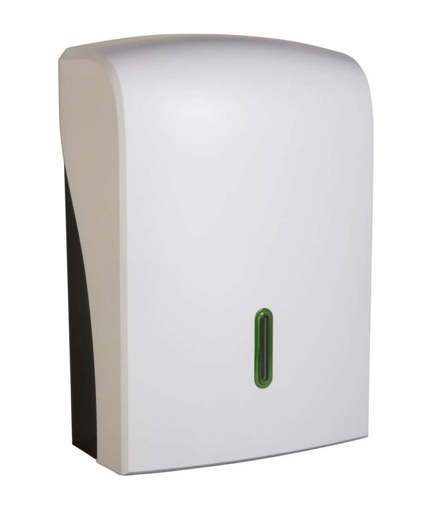 HALO Large Hand Towel Dispenser – White with Emerald Ring