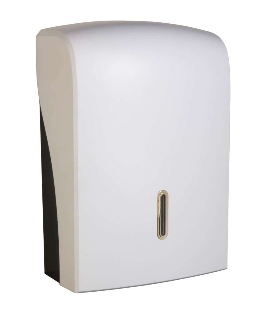 HALO Large Hand Towel Dispenser – White with Gold Ring