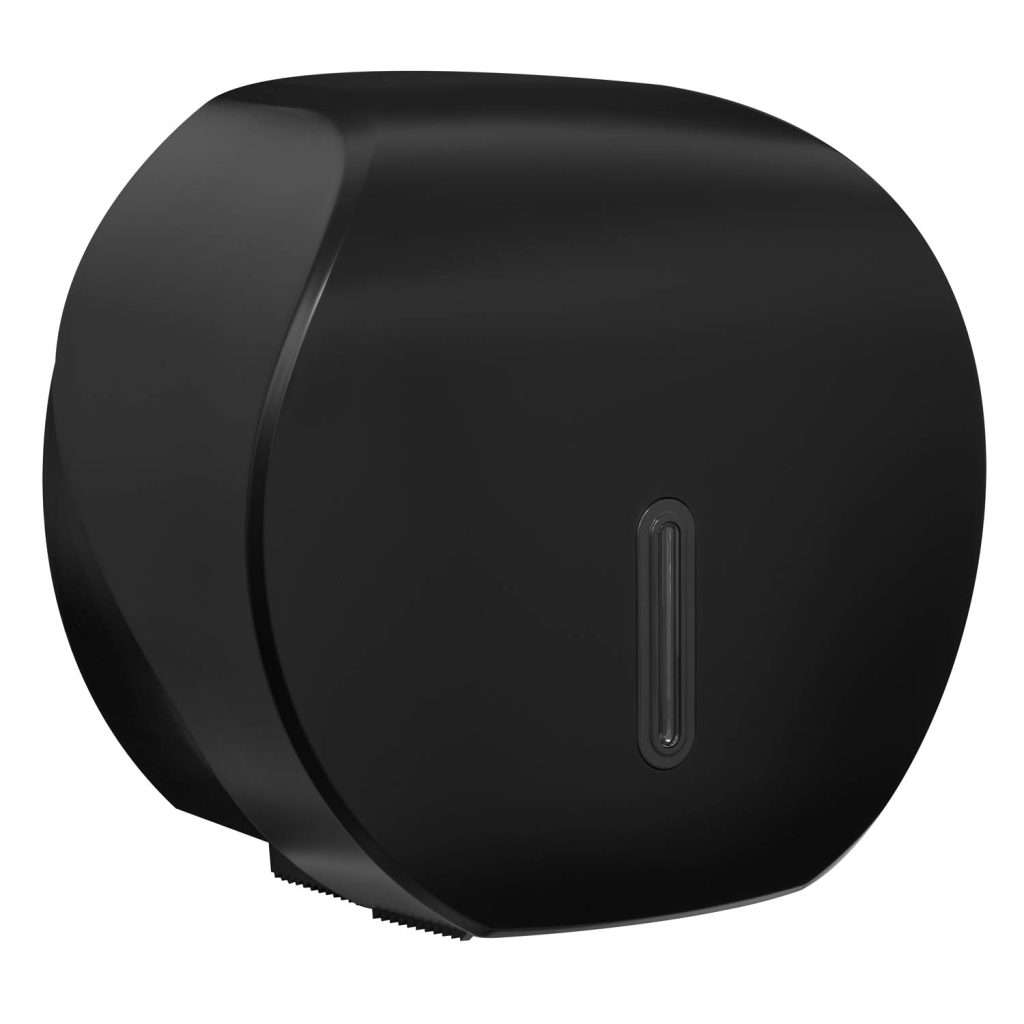 HALO Mini Jumbo Toilet Roll Dispenser – Black with Graphite Ring
