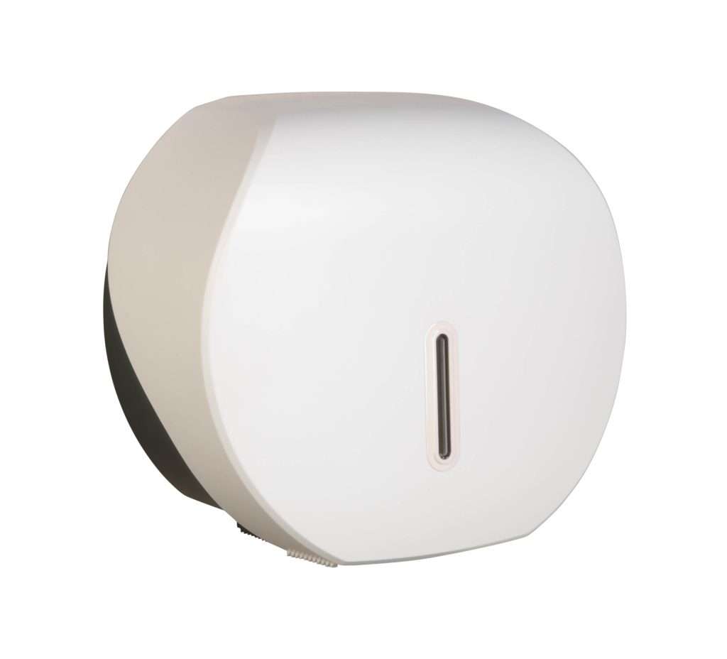 HALO Mini Jumbo Toilet Roll Dispenser – White with Pearl Ring
