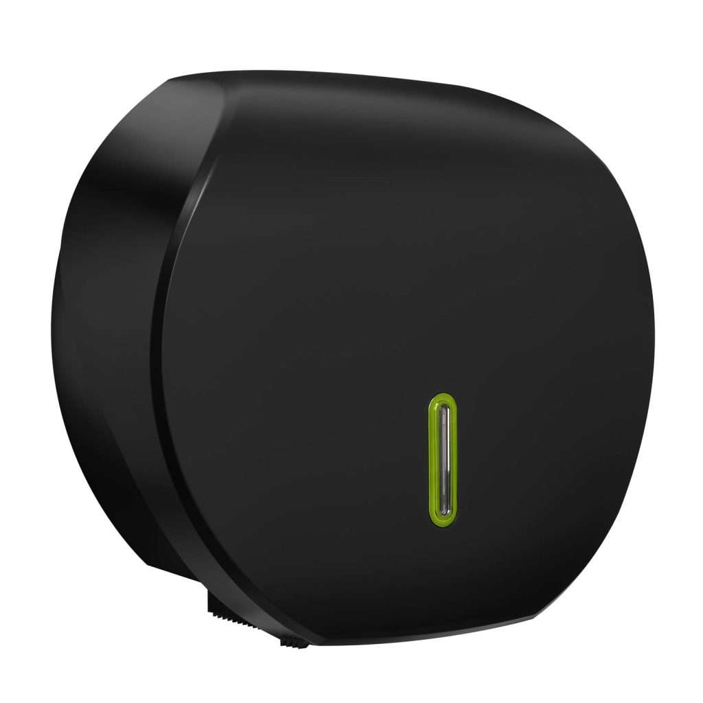 HALO Large Jumbo Toilet Roll Dispenser – Black with Emerald Ring