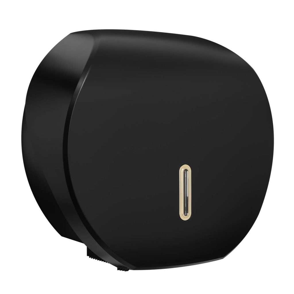 HALO Large Jumbo Toilet Roll Dispenser – Black with Gold Ring