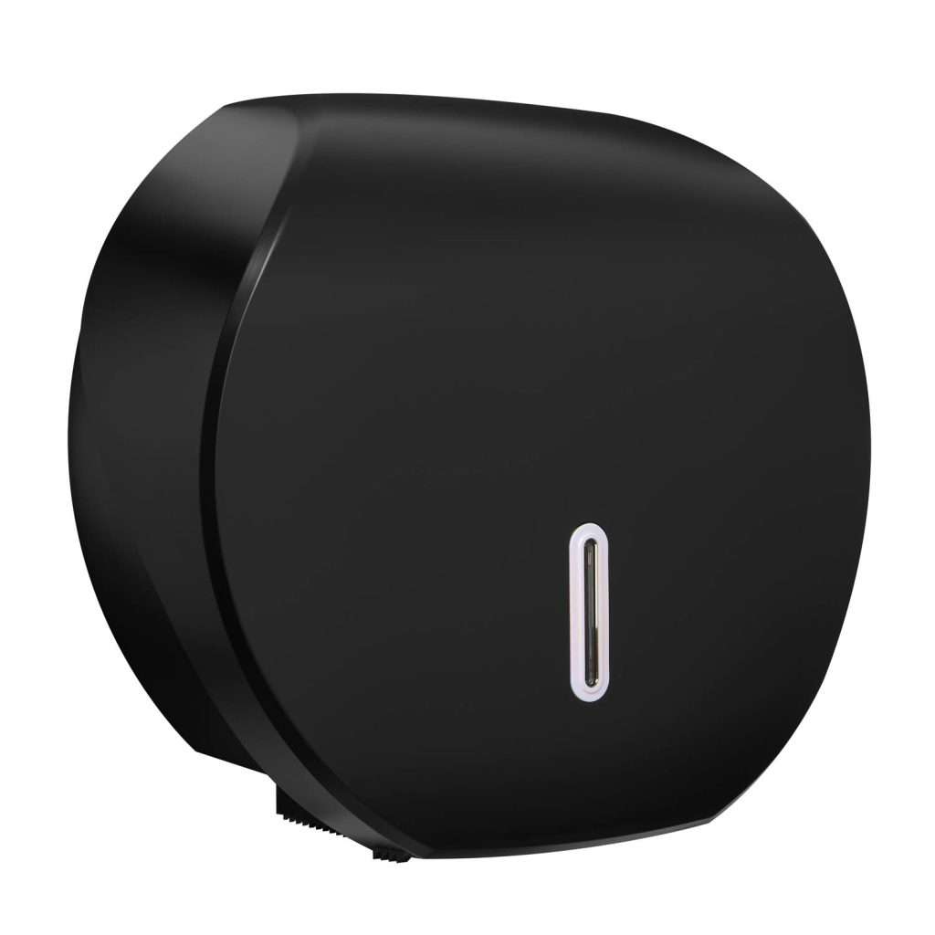 HALO Large Jumbo Toilet Roll Dispenser – Black with Pearl Ring