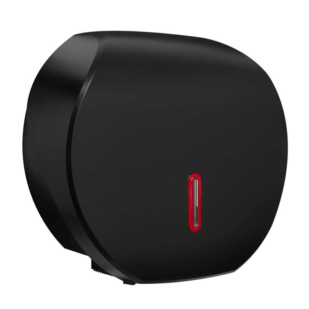 HALO Large Jumbo Toilet Roll Dispenser – Black with Ruby Ring