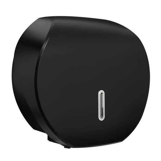 HALO Large Jumbo Toilet Roll Dispenser – Black with Silver Ring