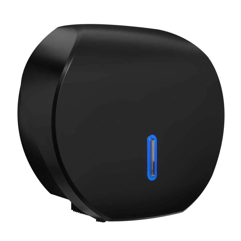 HALO Large Jumbo Toilet Roll Dispenser – Black with Sapphire Ring