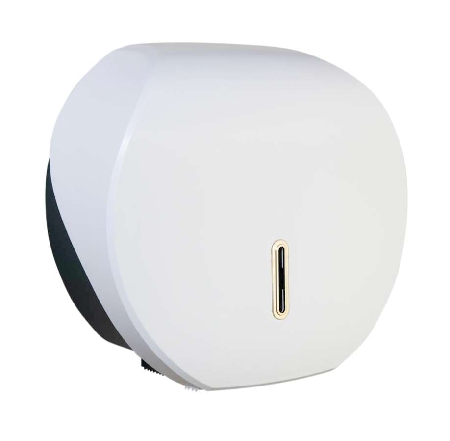 HALO Large Jumbo Toilet Roll Dispenser – White with Gold Ring