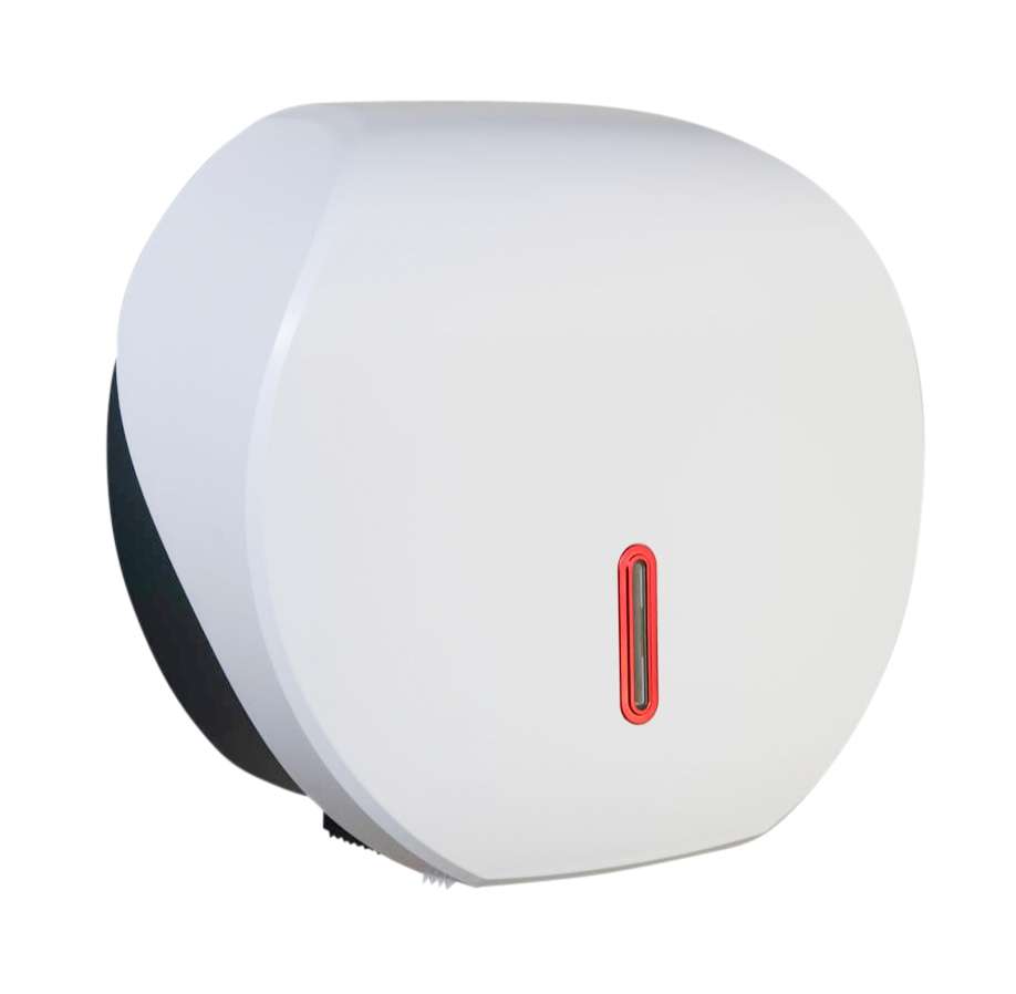HALO Large Jumbo Toilet Roll Dispenser – White with Ruby Ring