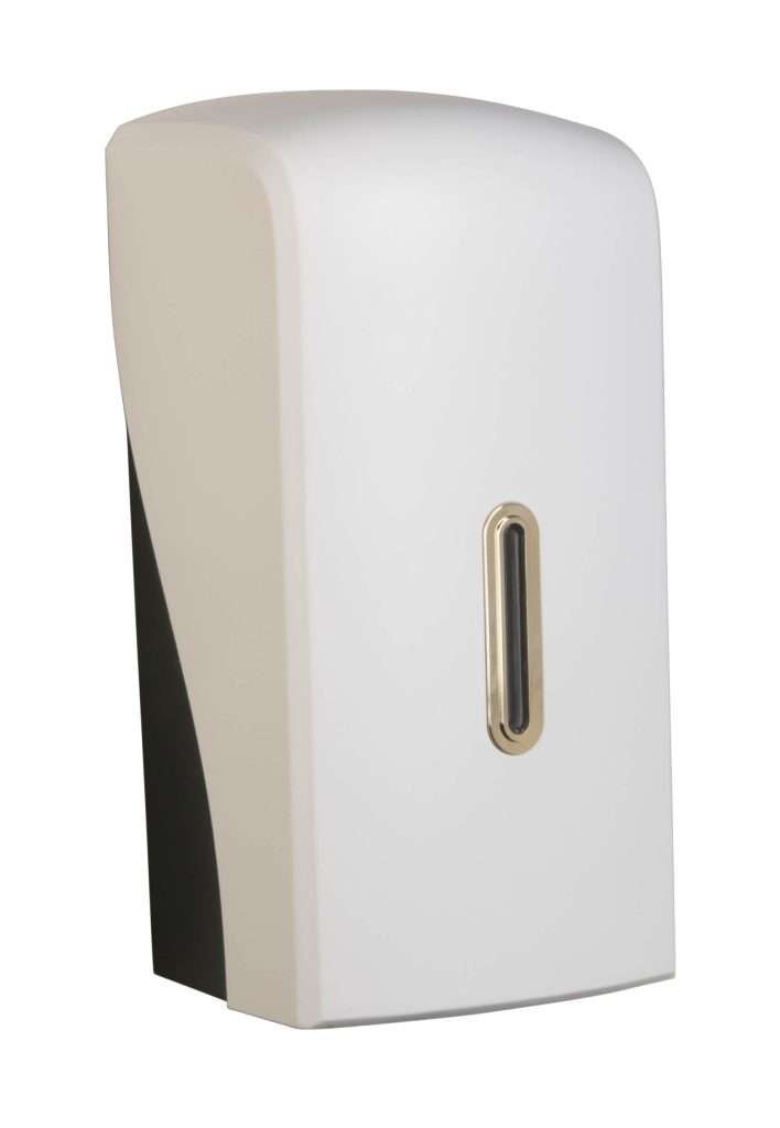 HALO Multiflat Toilet Tissue Dispenser – White with Gold Ring