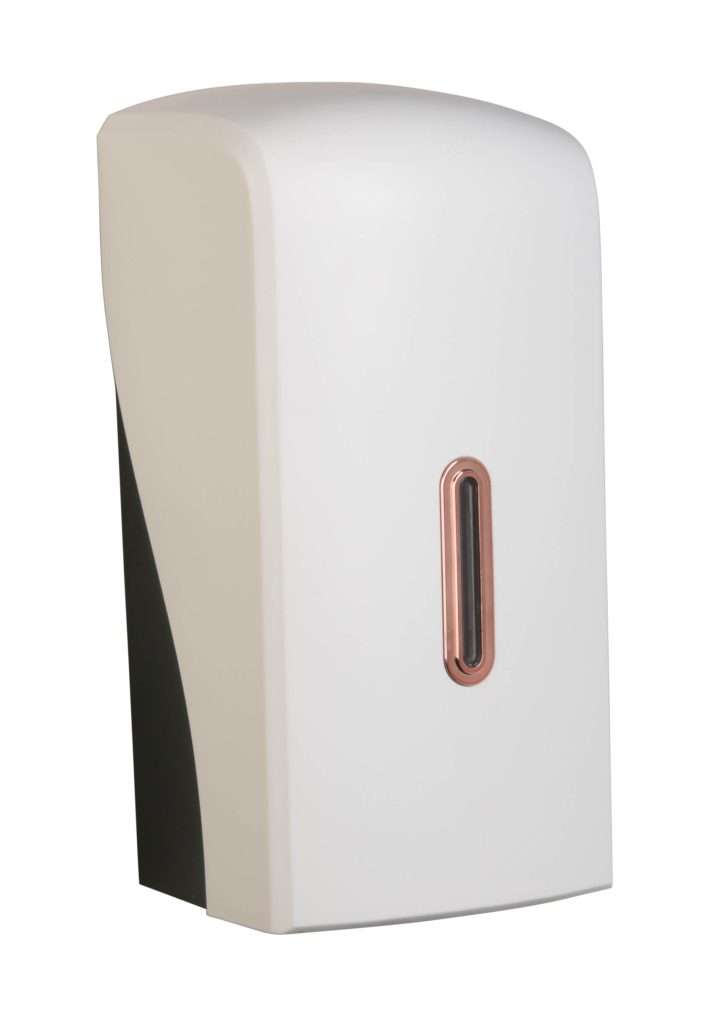 HALO Multiflat Toilet Tissue Dispenser – White with Rose Gold Ring