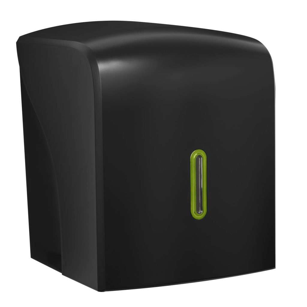 HALO Centrefeed Roll Dispenser – Black with Emerald Ring