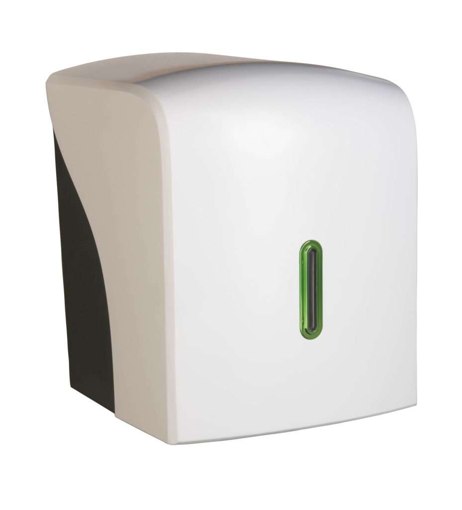 HALO Centrefeed Roll Dispenser – White with Emerald Ring