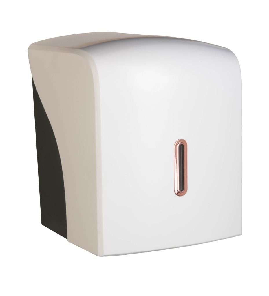 HALO Centrefeed Roll Dispenser – White with Rose Gold Ring