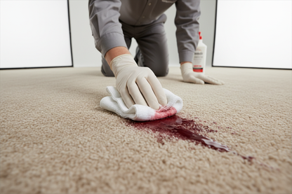 Professional stain removal technique on carpet