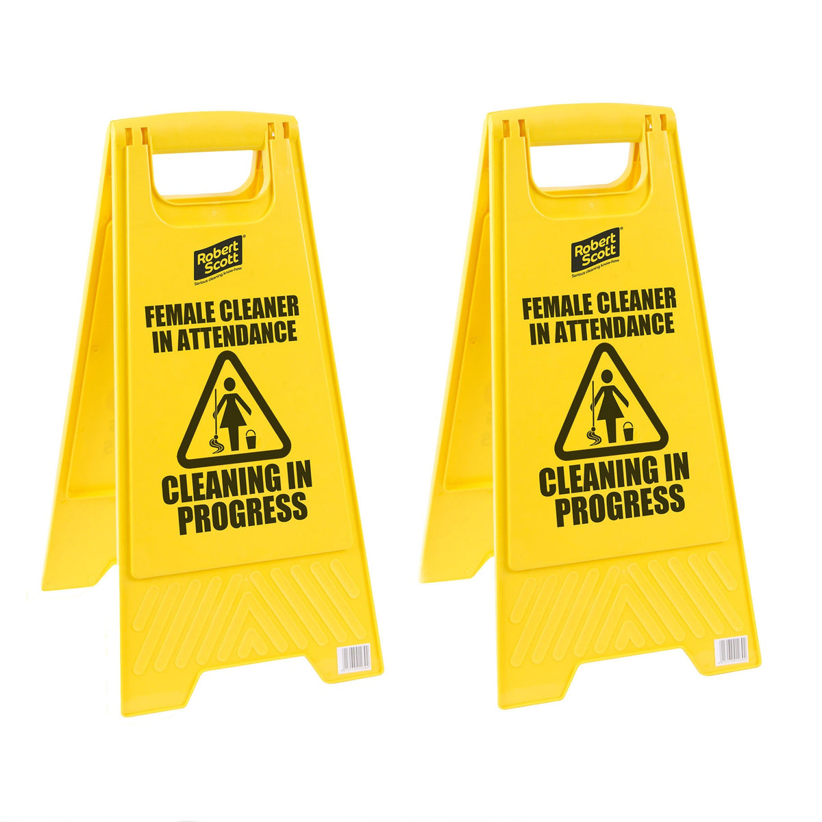 Robert Scott Standard Wet Floor Sign Female/Female Attendant – Box of 5