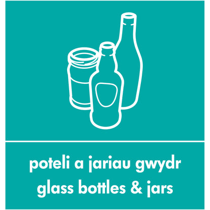 Robert Scott Recycling Sticker Welsh / English – Teal Glass