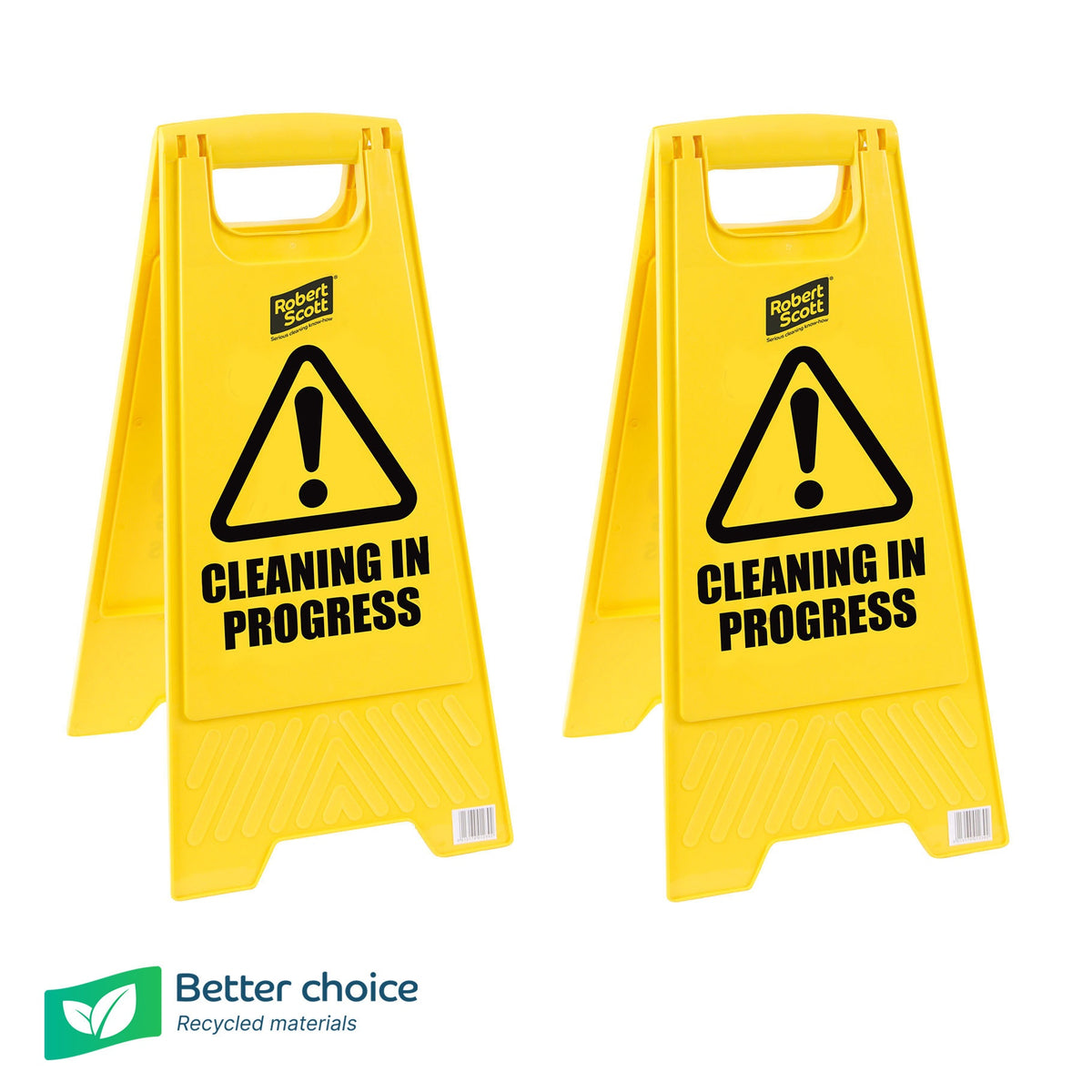Robert Scott Eco Wet Floor Sign Cleaning In Progress – Box of 10
